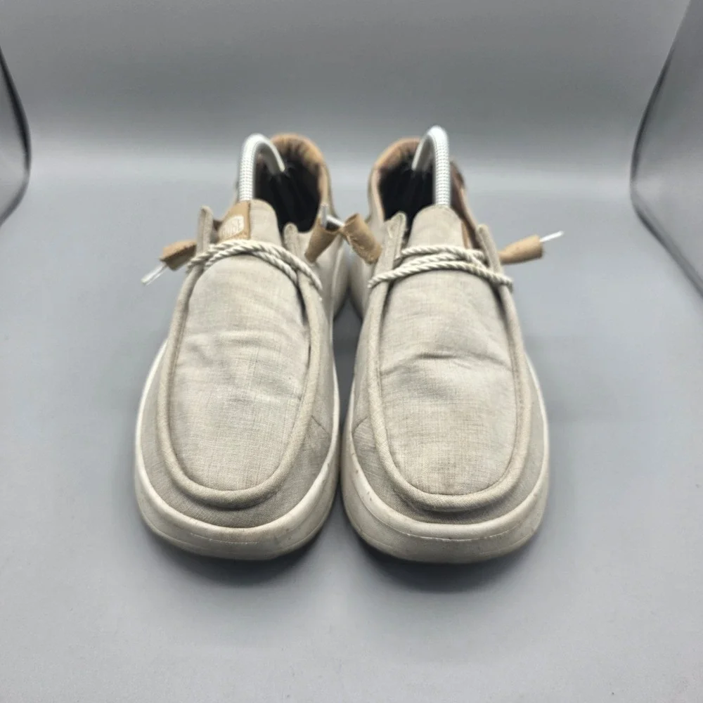 Hey Dude Wendy Peak Shoes Womens 7 Beige Platform‎ Woven Loafer Slip On